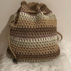 The Sak Multicolor Crochet drawstring Backpack